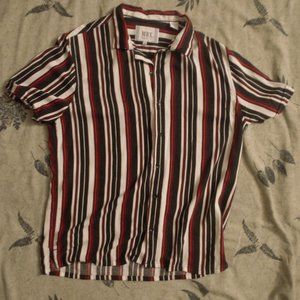 ***SOLD*** MBX Cabana Vertical Stripes Shirt [Red/White/Black] Mens MEDIUM